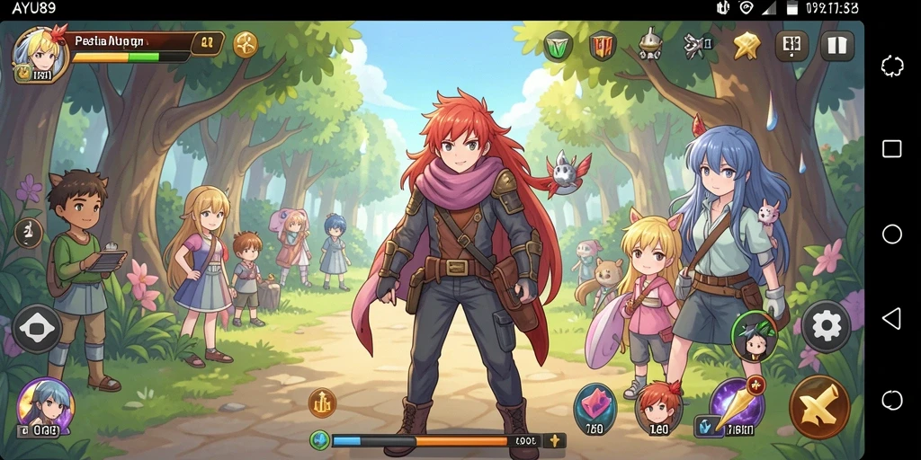 Tampilan gameplay AYU89 dengan karakter anime yang menarik.