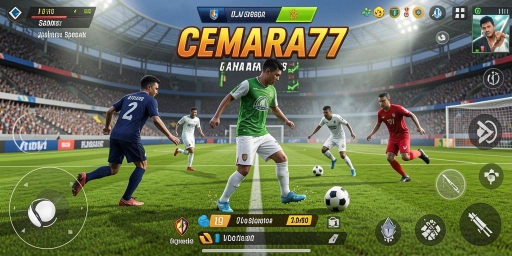 Screenshot CEMARA77 menunjukkan aksi kompetitif atlet dalam permainan olahraga.