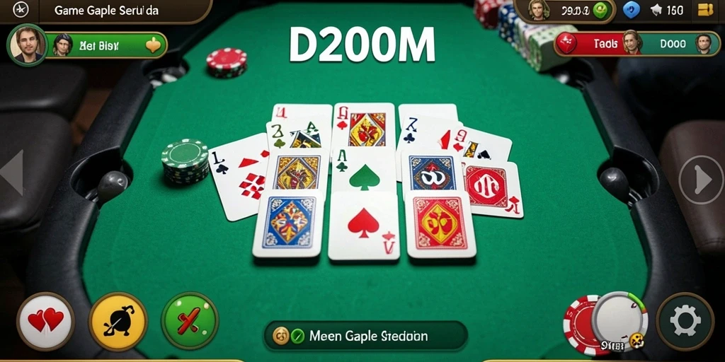 Tampilan gameplay seru dalam D200M saat bermain Gaple.