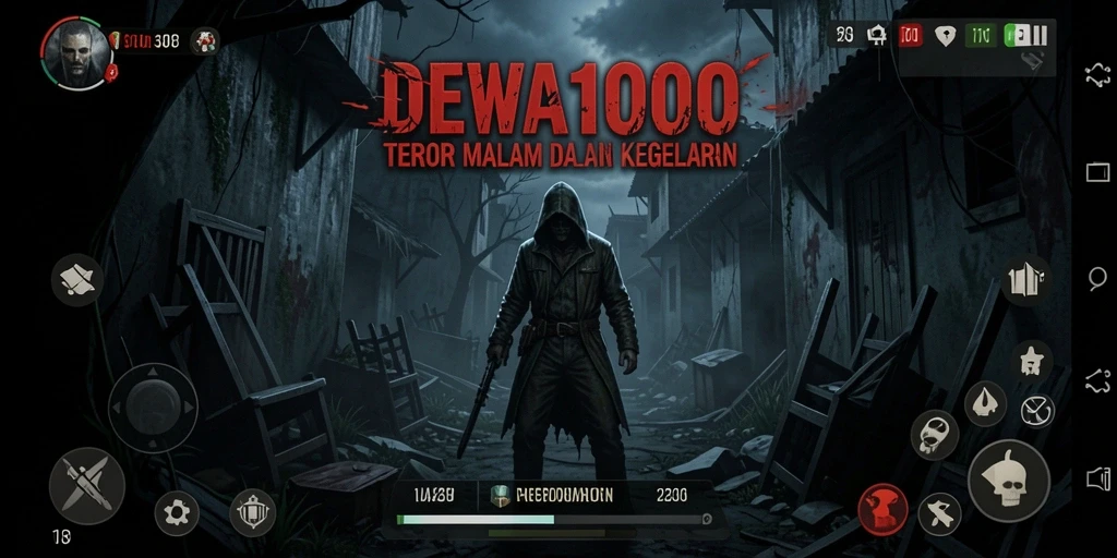 Menggambarkan suasana menakutkan dalam DEWA1000 dengan gameplay seru.