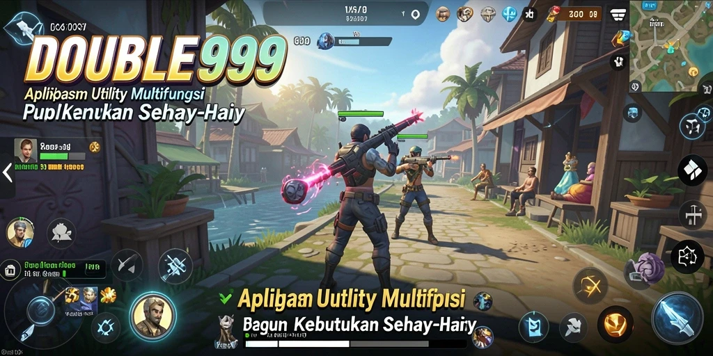 Tampilan layar utama DOUBLE999 dengan berbagai fitur Utility.