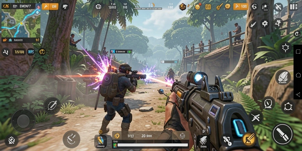 Screenshot gameplay EMON77 dengan aksi tempur seru.