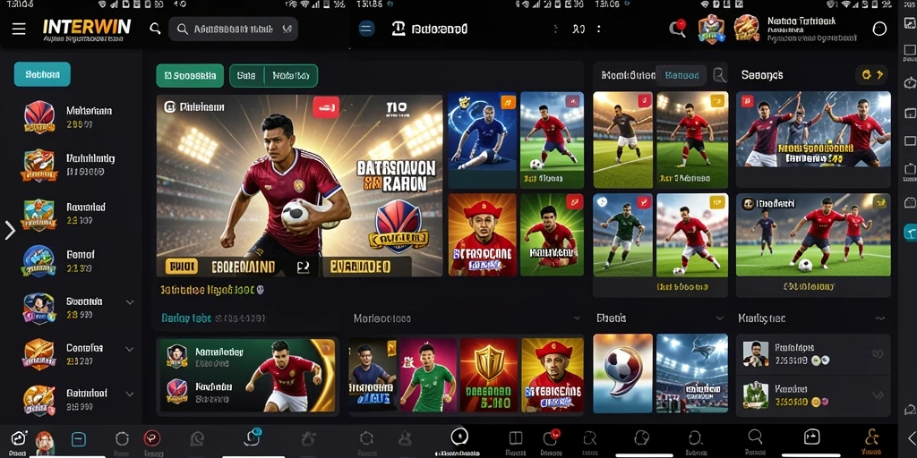 Screenshot INTERWIN menampilkan pengguna yang menikmati taruhan olahraga secara langsung.