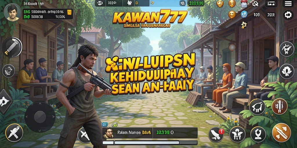 Screenshot gameplay KAWAN777 yang menampilkan karakter di lingkungan virtual.