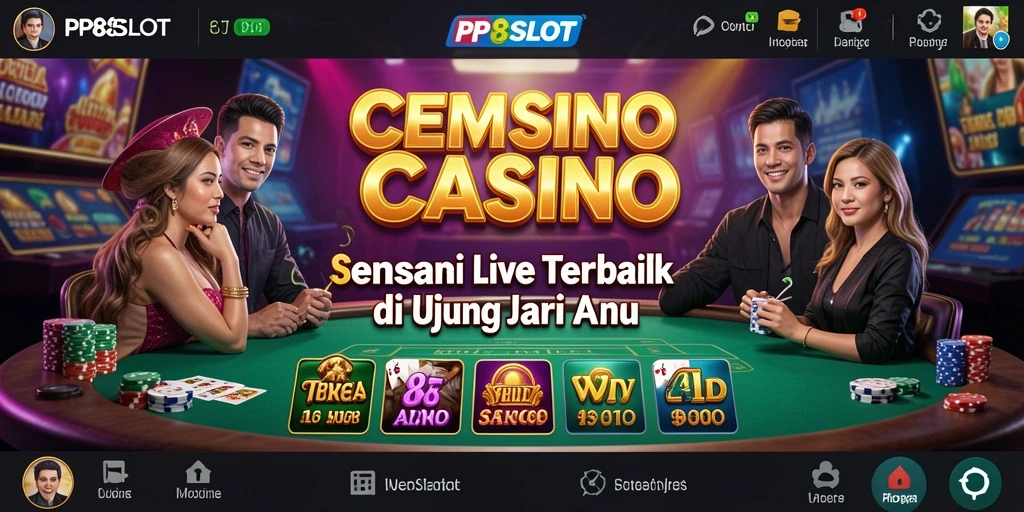 Screenshot gameplay PP8SLOT menampilkan suasana kasino yang hidup dan dealer profesional.