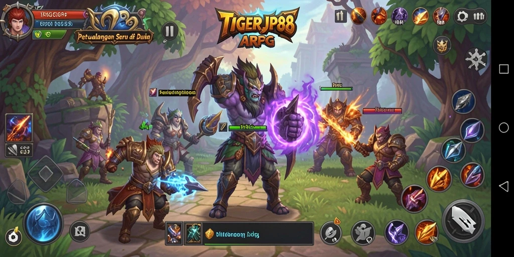 Screenshot utama TIGERJP88 menampilkan aksi pertarungan ARPG yang seru.