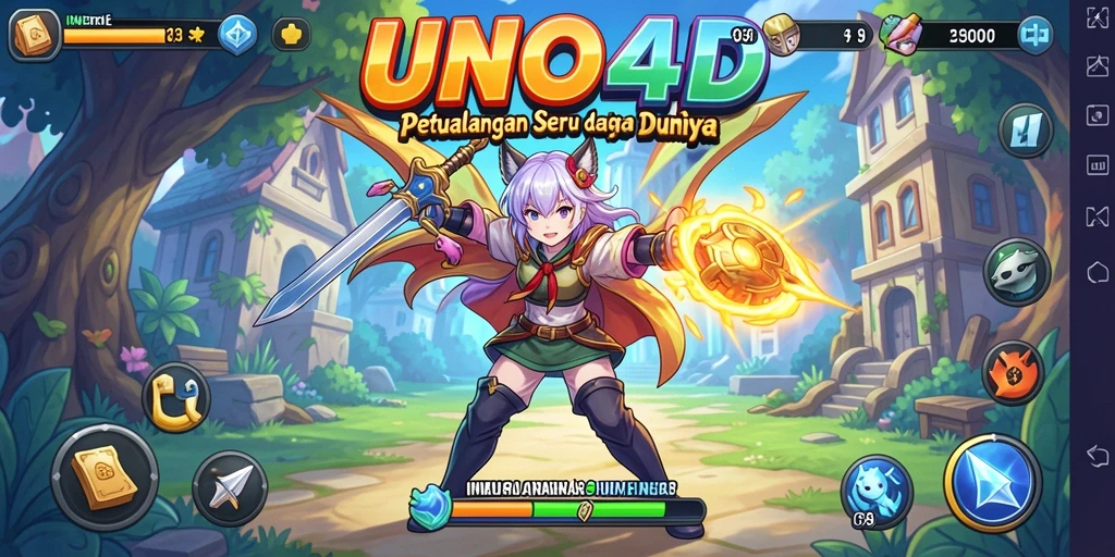 Screenshot permainan UNO4D menampilkan aksi karakter Anime yang seru.