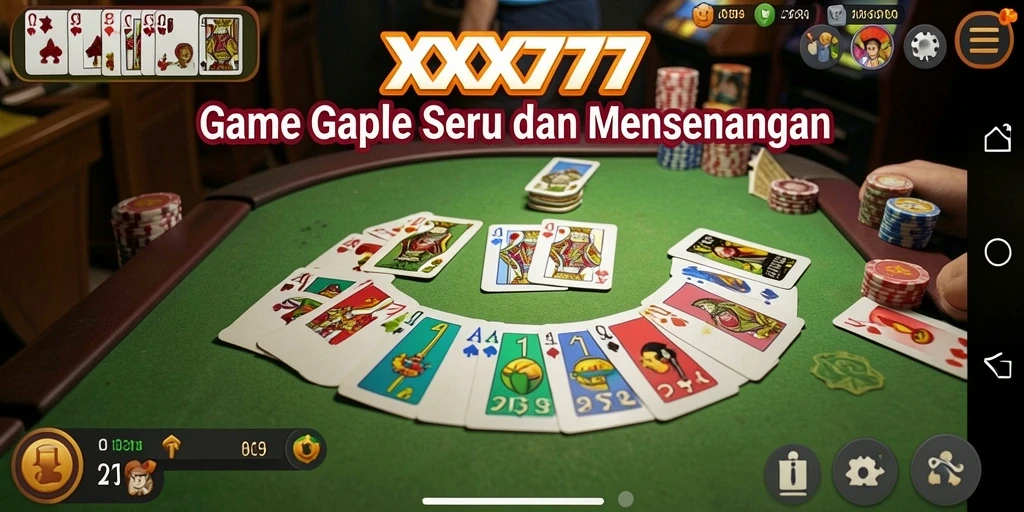 Screenshot menunjukkan gameplay Gaple yang menarik di XXX777.